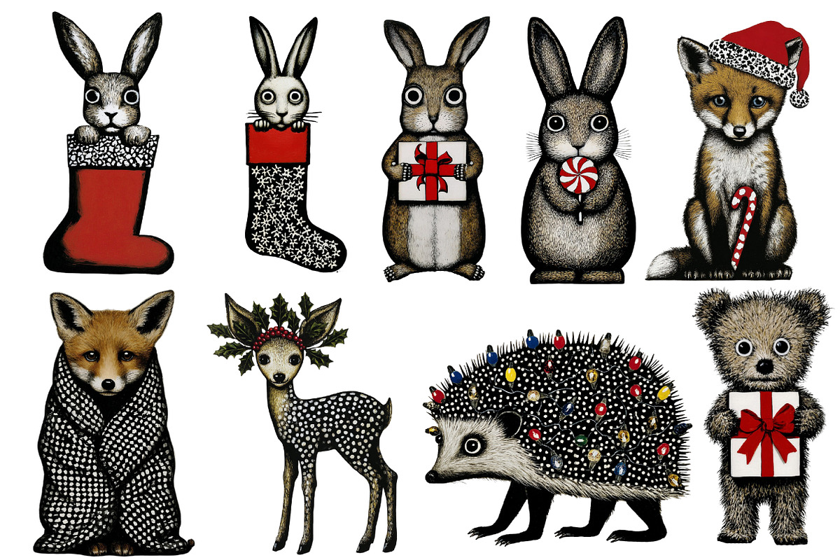 Christmas woodland clipart, an Illustration by Designworld (Photo 3 of 6)