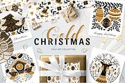Gold Christmas Folk Art collection, an Object Graphic by DariSmartArt (Thumbnail 12 of 12)