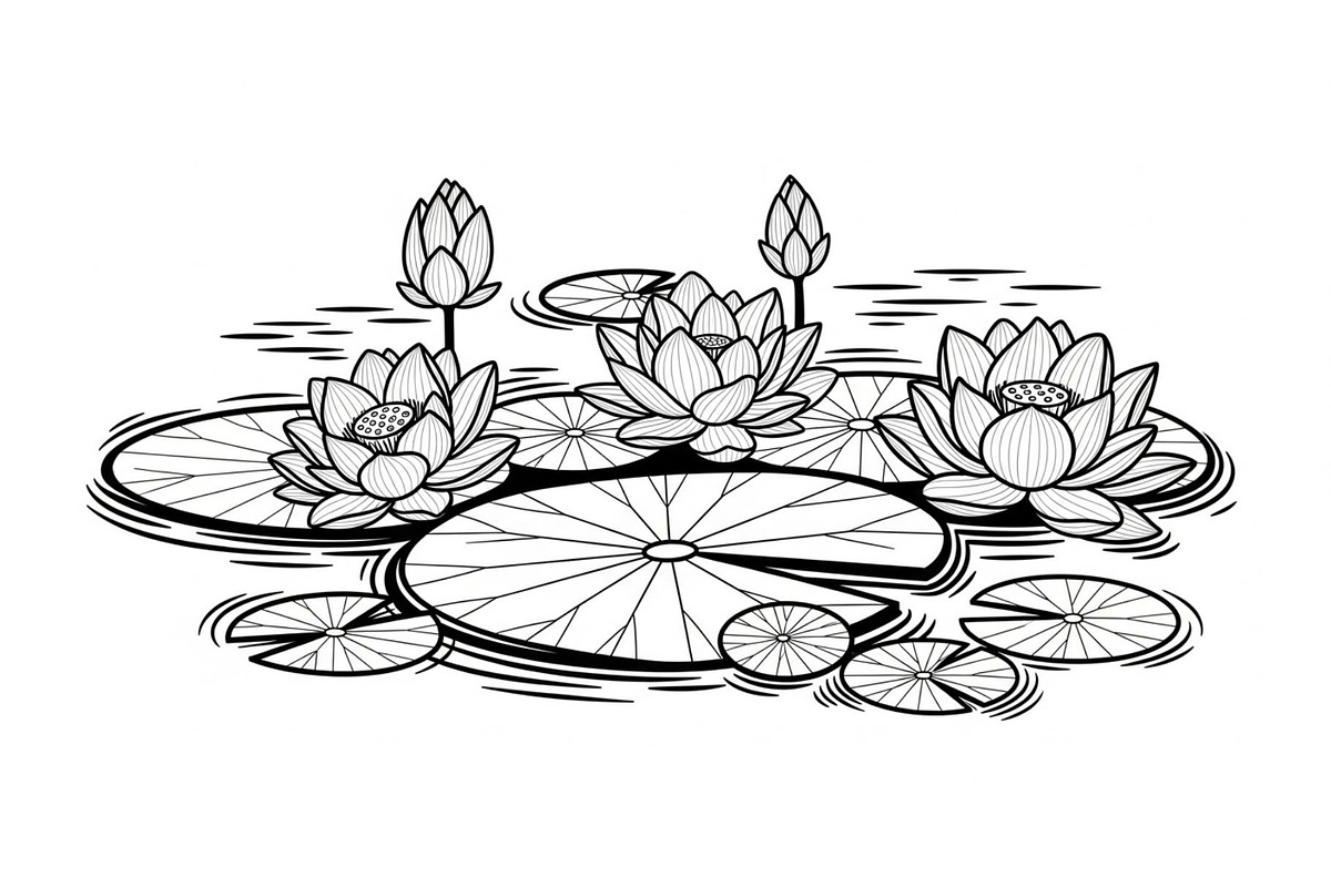 Lotus Pond Silhouette SVG Bundle, an Illustration by yasushie (Photo 31 of 31)