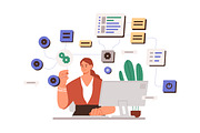 Woman working with data on computer, a Person Illustration by Good Studio (Thumbnail 1 of 3)