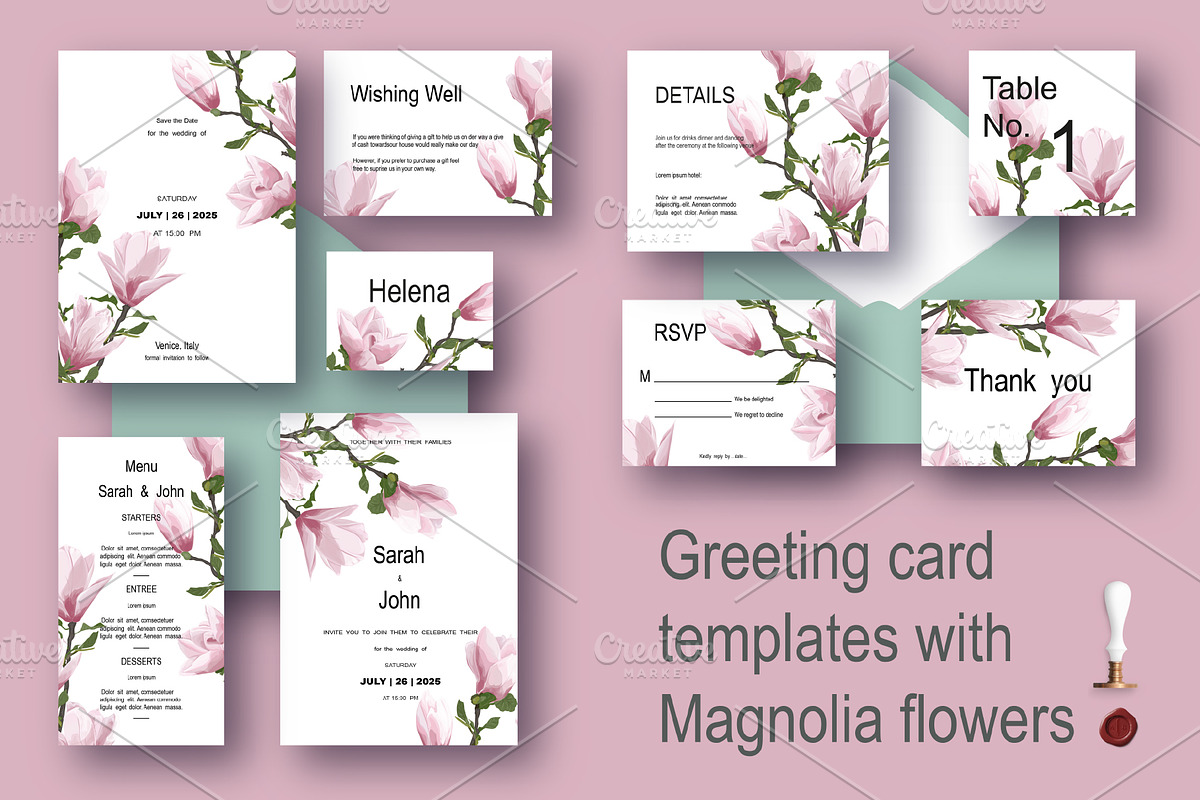 Greeting card templates with Magnoli, an Invitation Template by Digital illustration shop (Photo 1 of 5)