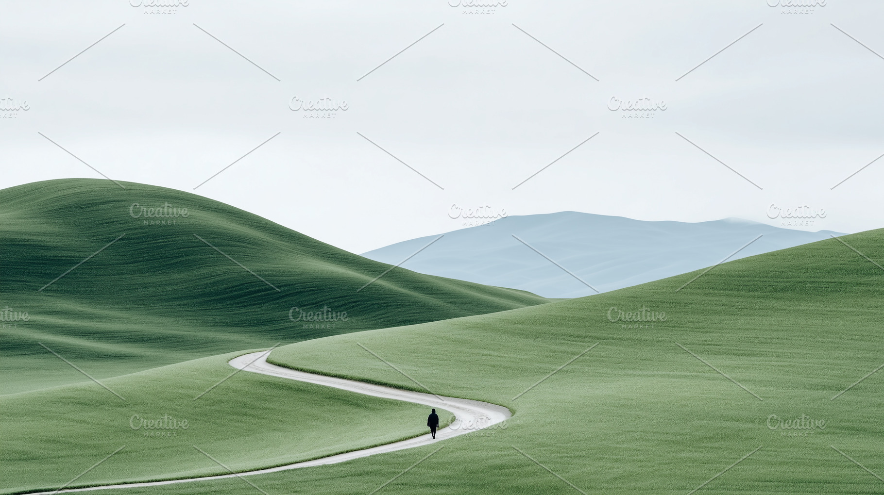 Lone person walking on winding path, a Nature Photo by MistyDay