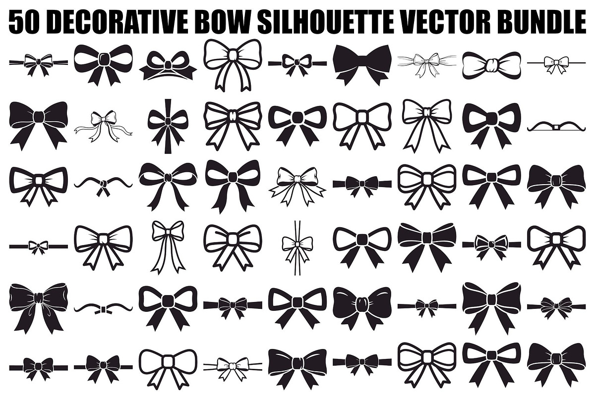 Decorative Bow Silhouette Bundle, an Illustration by Creativeshirt (Photo 1 of 51)
