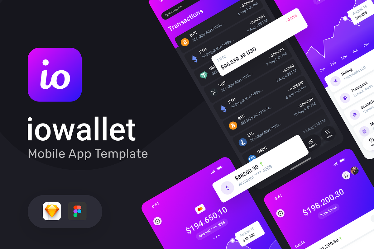 IOWallet - Crypto & Banking Apps Kit, an App Template by WhiteUI.Store (Photo 1 of 8)