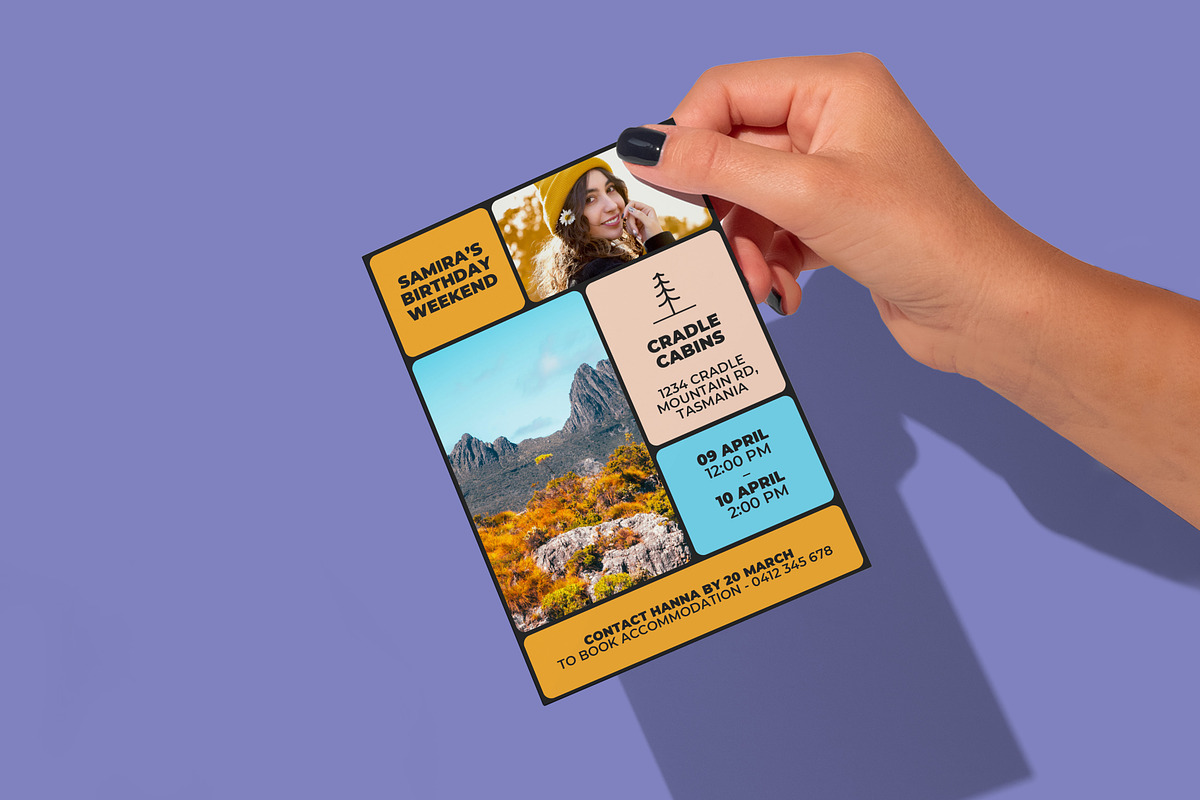Samira 5 x 7 A6 Birthday Invitation, an Invitation Template by Mountain Folk Creative (Photo 3 of 6)