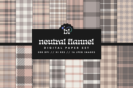 Neutral Flannel Pattern Set, a Pattern Graphic by Brandi Lea Designs
