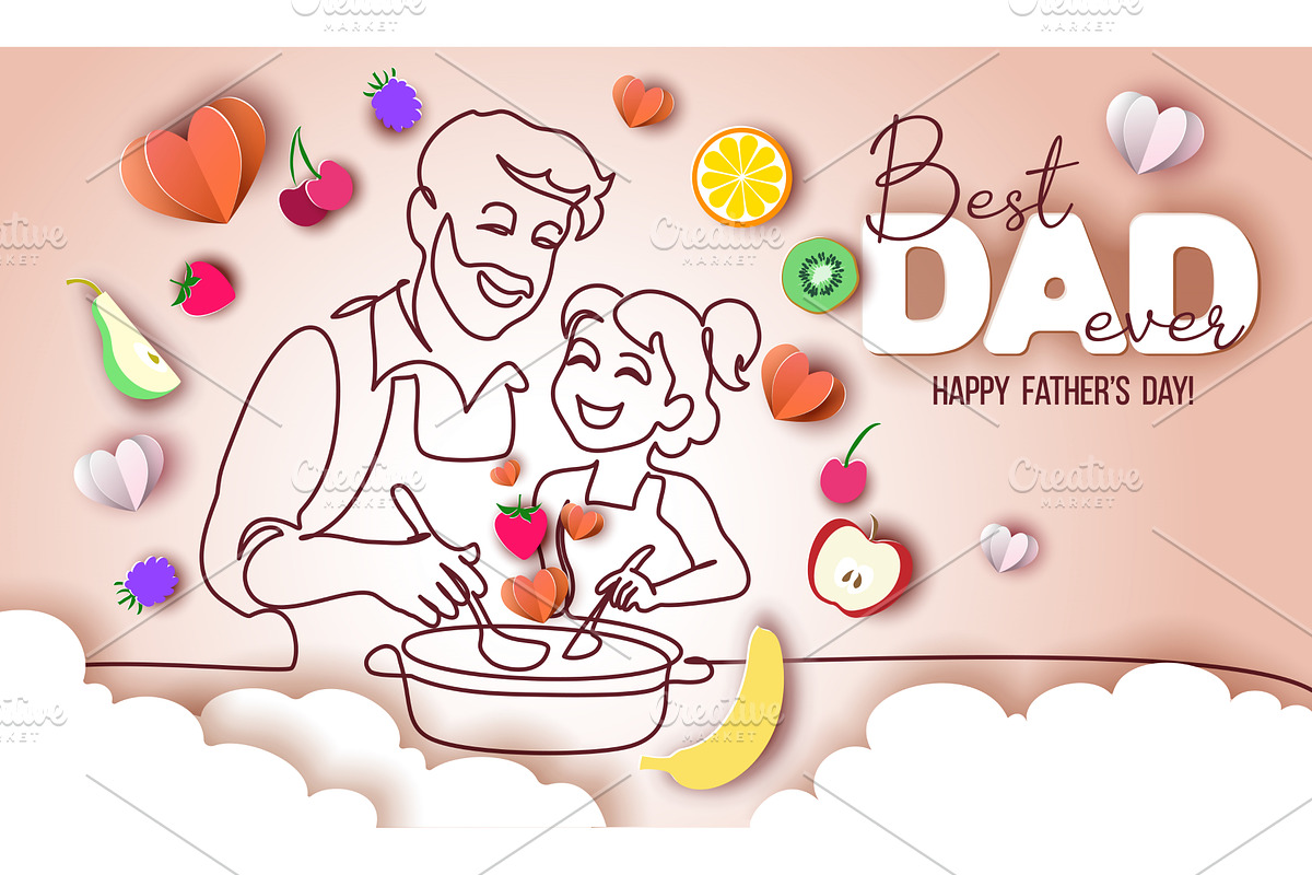 Happy Fathers Day holiday card. Dad, a Person Illustration by Valenty