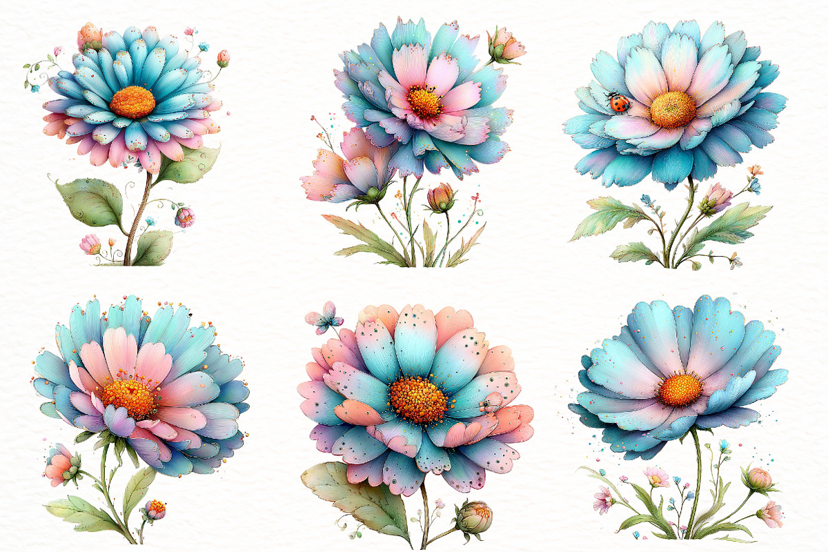 Whimsical Aster Clipart, an Illustration by Designworld (Photo 2 of 7)