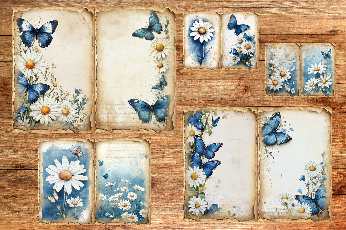 Daisy Flower Junk Journal Pages, a Background Graphic by Douce Créativité (Photo 6 of 6)