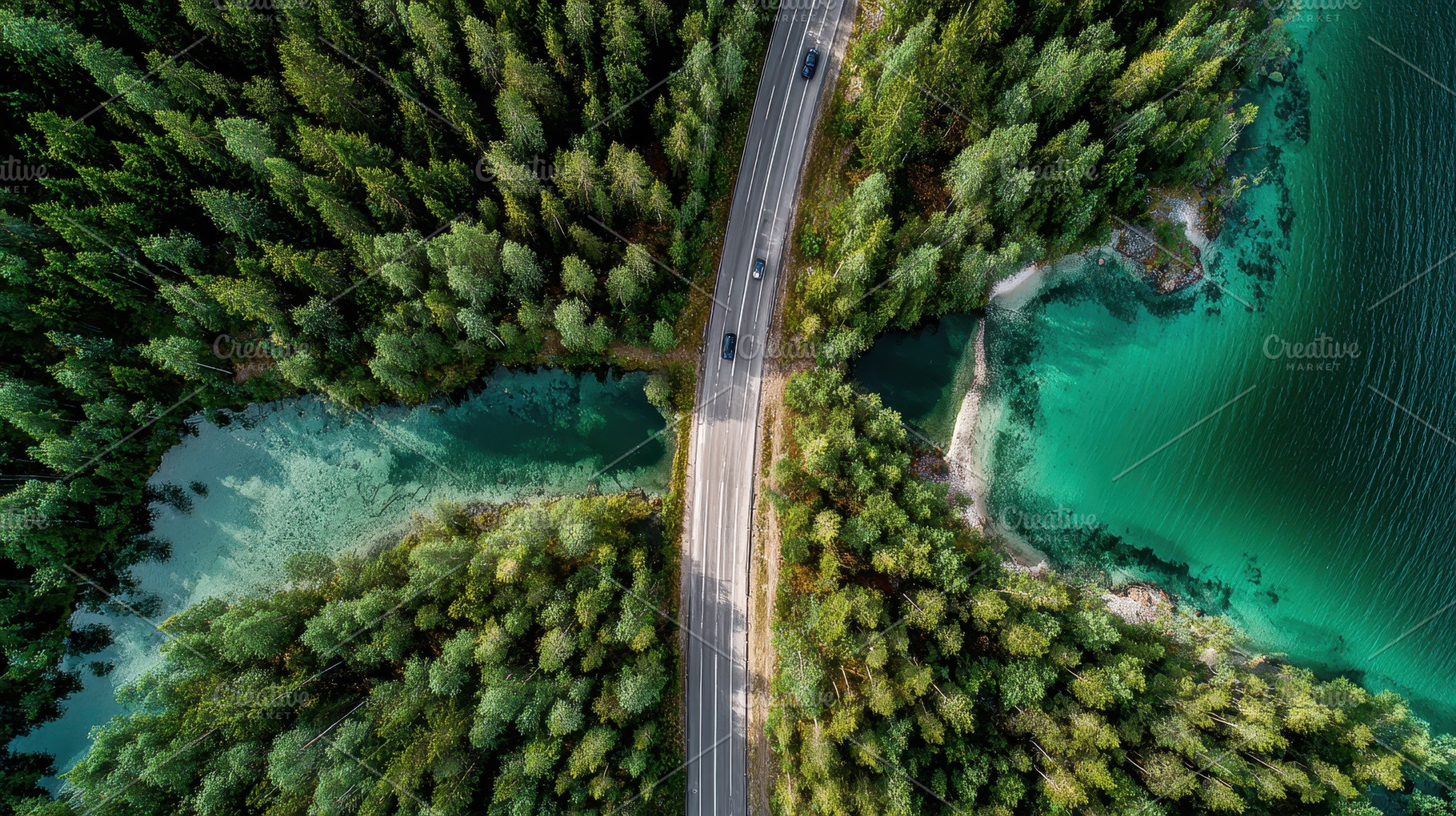 In summer Finland, a winding road, a Photo by Pavel_design