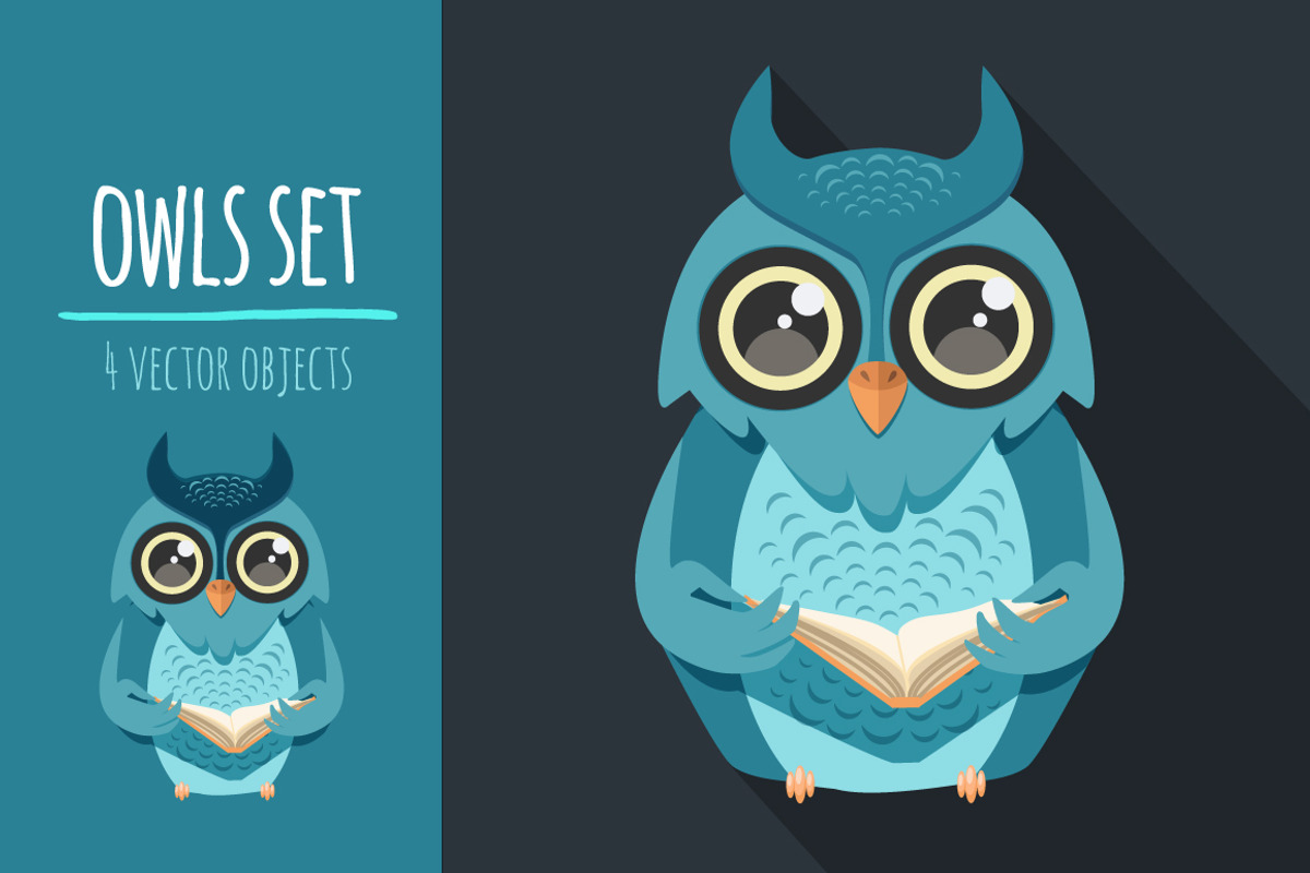 owls set, an Animal Illustration by adi katz (Photo 2 of 5)