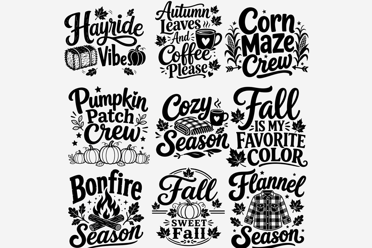 Fall Phrases PNG Bundle, a Seasonal Illustration by Tanya Kart (Photo 4 of 8)