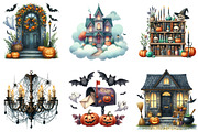 Watercolor Halloween Home Clipart, an Illustration by DreamArtGraphic (Thumbnail 3 of 4)