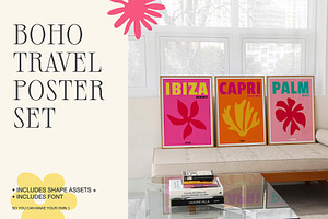 Travel Posters Set Boho Shapes