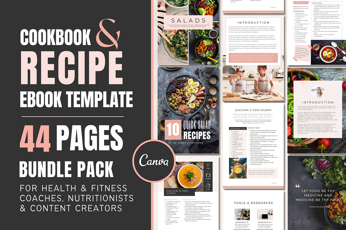 Recipe Book Template for Canva, a Brochure Template by Designs by Darowan (Photo 1 of 11)