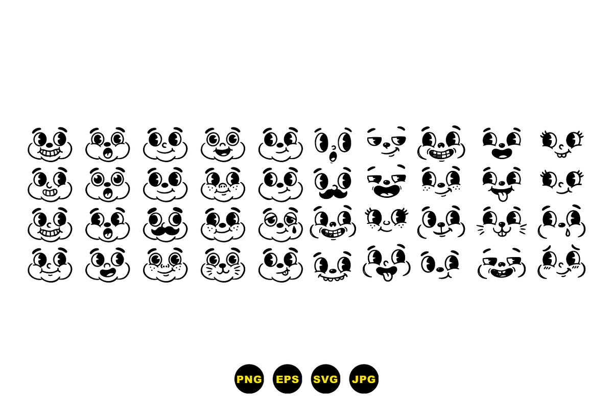 Cute Cartoon Face Expression Set, an Illustration by designvectx (Photo 3 of 3)