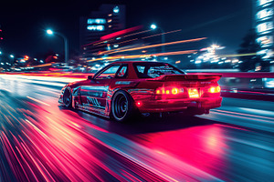 A car on a highway with blurred headlights and taillights, long exposure photog, an Industrial Photo by Textures & Backgrounds