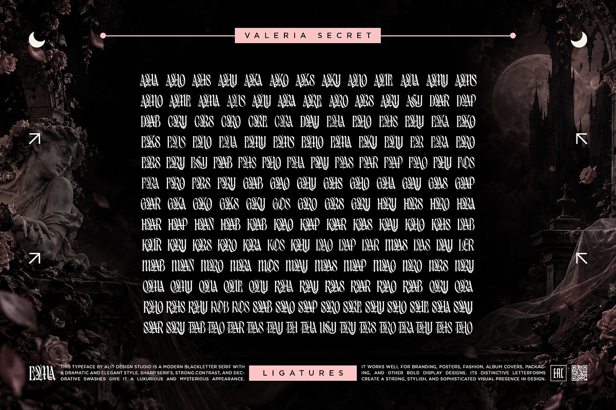 Valeria Secret Typeface, a Blackletter Font by alit design (Photo 10 of 17)