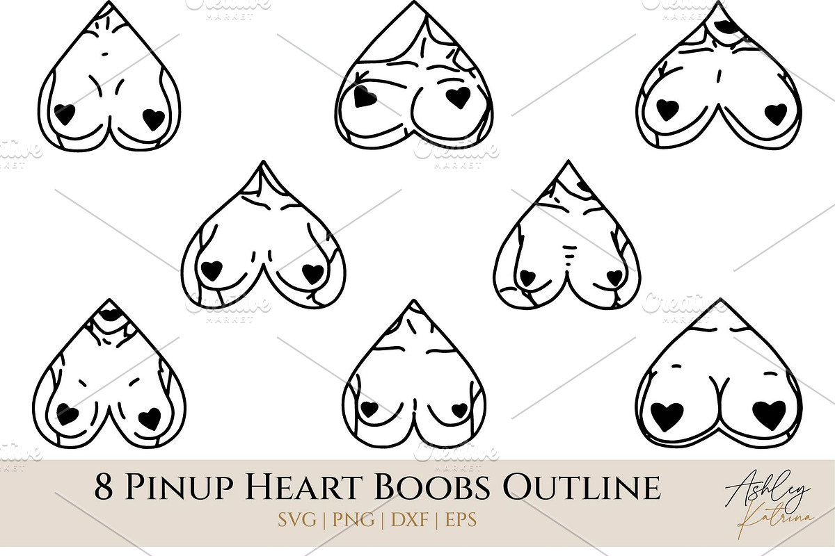 16 Pinup Heart Boobs & Butts Clipart, a Graphic by Ashley Katrina (Photo 3 of 12)