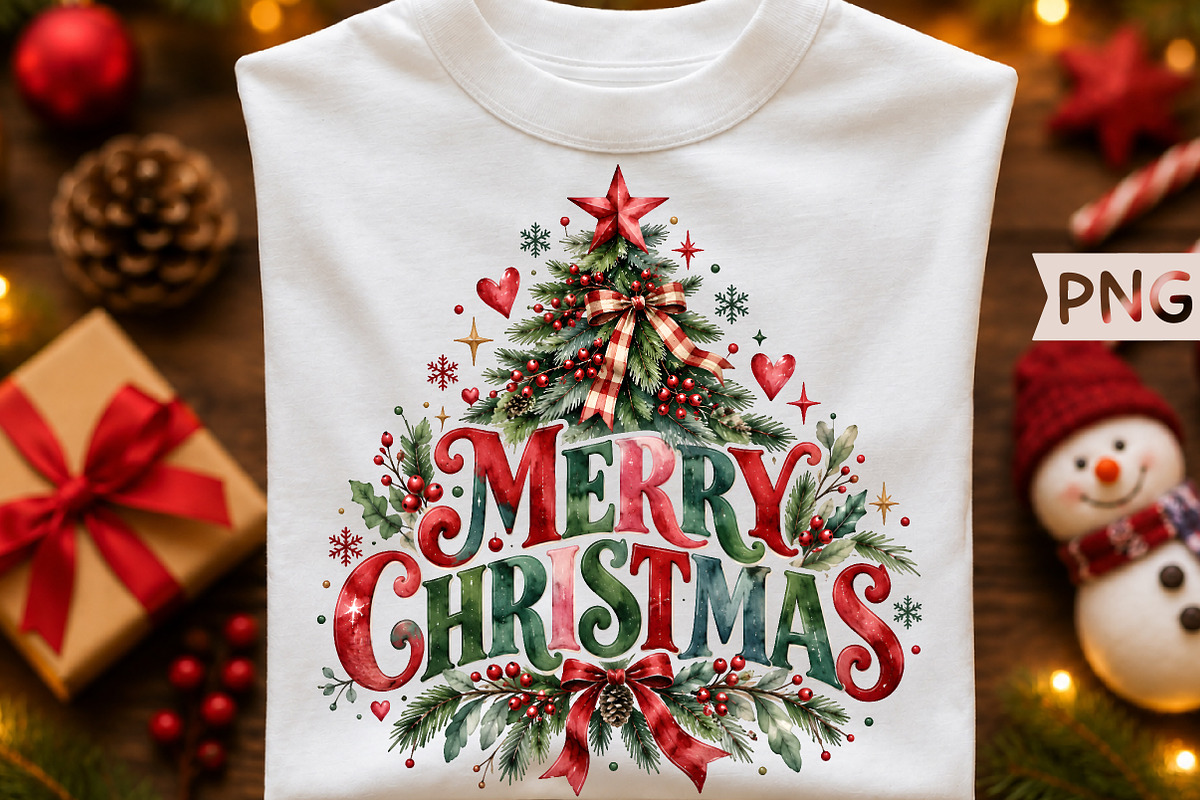Merry Christmas Tree Red Bow PNG, a Seasonal Illustration by Creative Art (Photo 1 of 3)