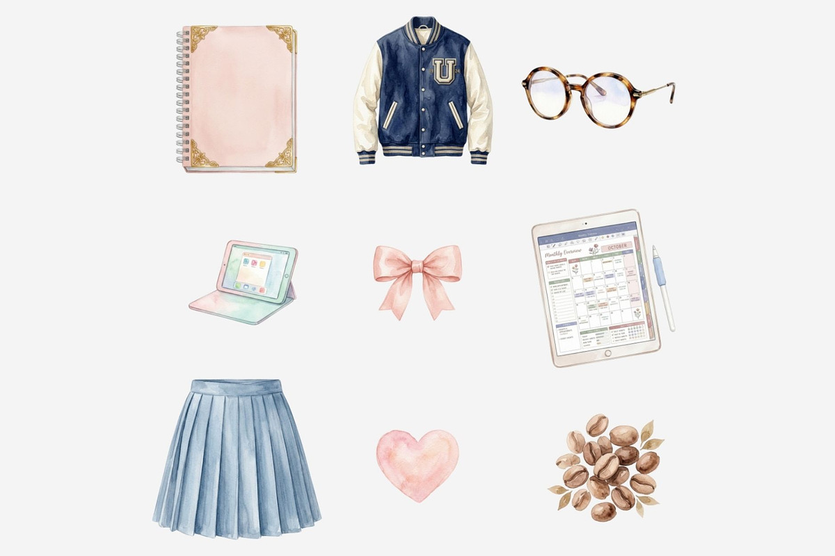 Back to School Aesthetic Clipart, a Seasonal Illustration by Tanya Kart (Photo 9 of 15)