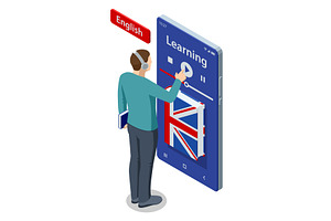 Isometric illustration of man, an Education Illustration by Golden Sikorka