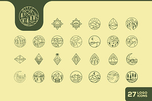 outdoor line vintage badge icon, an Outline Icon by devastd
