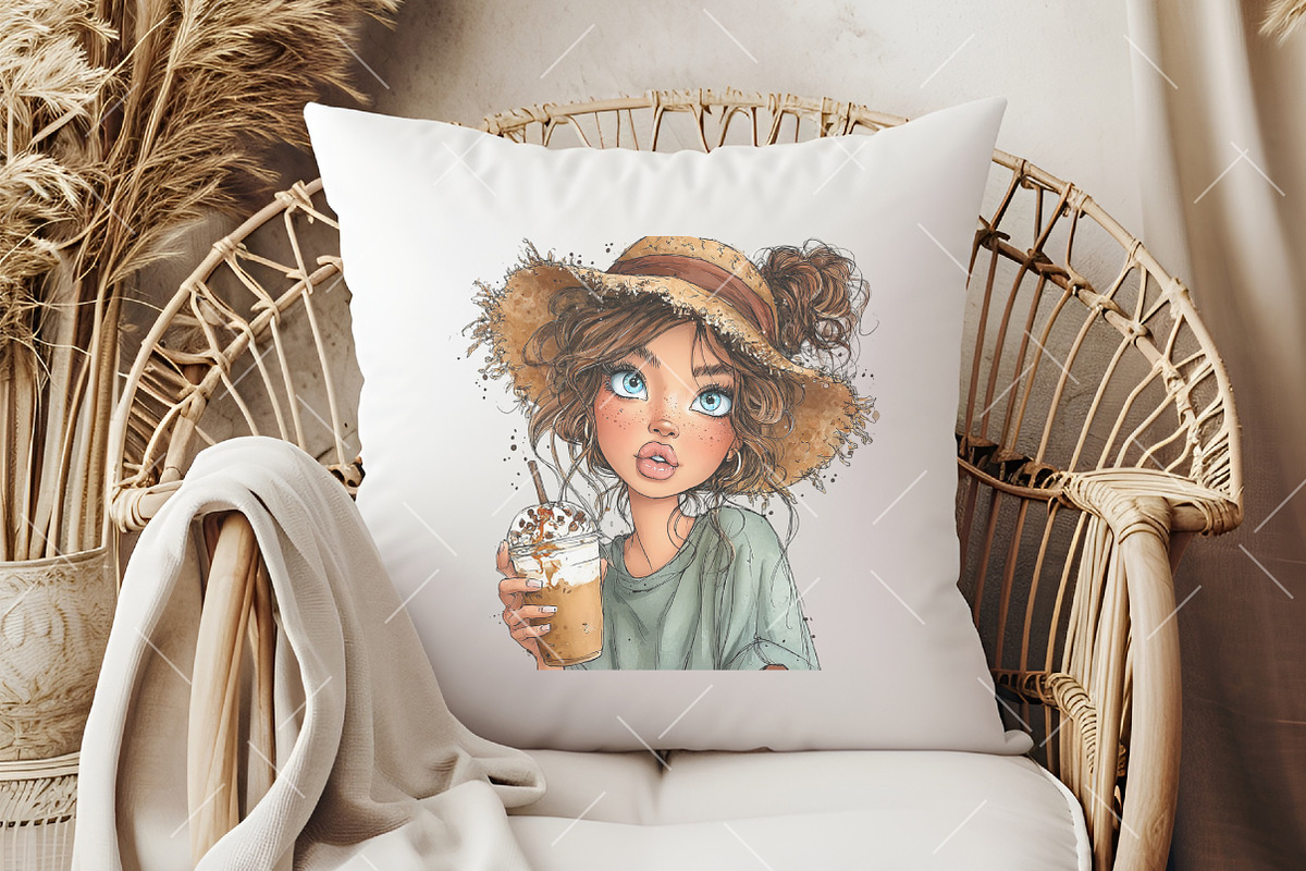 Whimsical Summer Coffee Girl Clipart, an Illustration by OK Design (Photo 6 of 6)