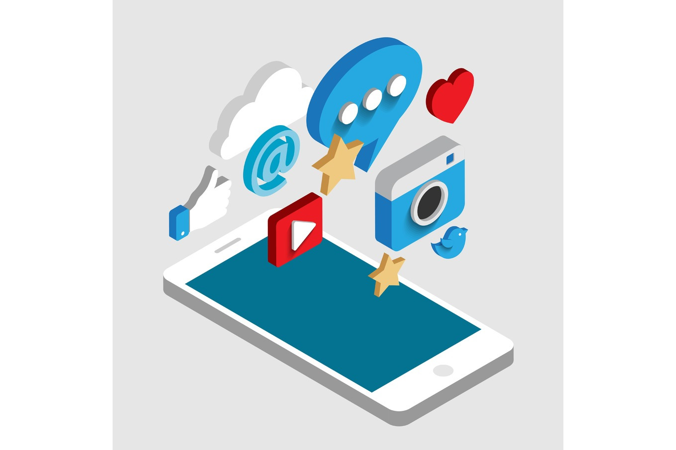 Social media flat 3d isometric concept vector icons., a Texture Graphic ...