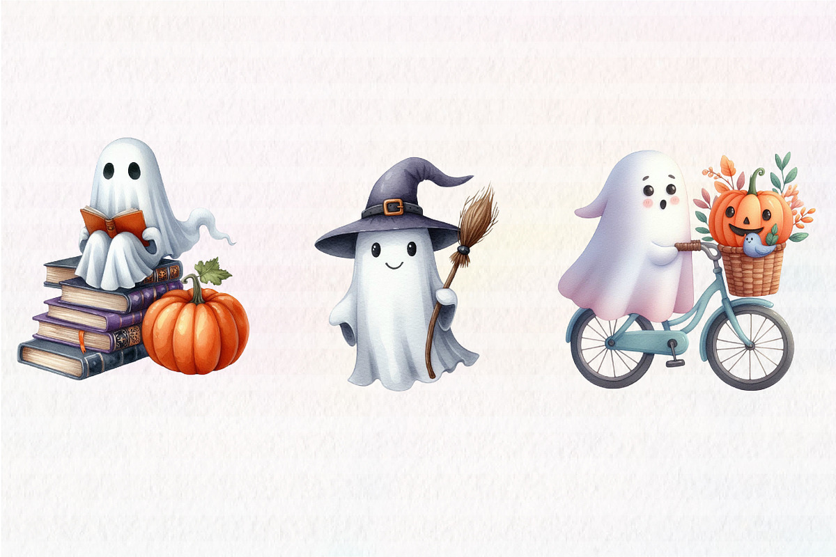 Cute Ghost Halloween Clipart, an Illustration by CreationArt (Photo 5 of 5)