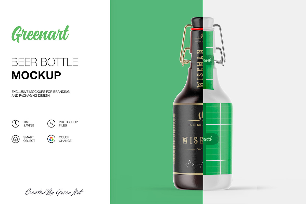 Beer Bottle Mockup, a Product Mockup by Green Art (Photo 6 of 7)