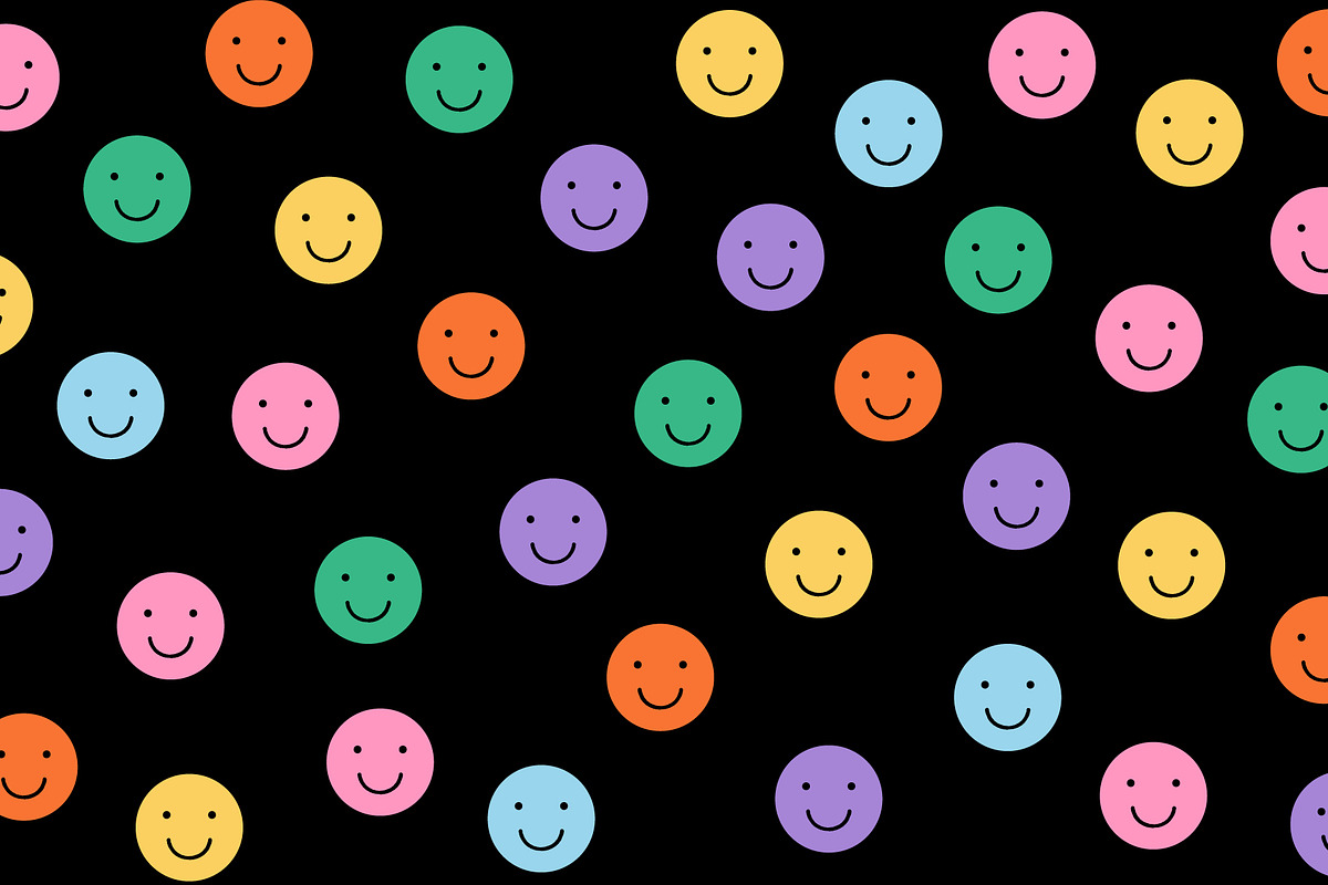 Funny smiling happy face colorful ch, a Pattern Graphic by Rhealea_Design