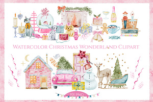 Watercolor Christmas Wonderland, an Object Graphic by Kattypainting