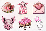 watercolor Cute Farm Birthday, an Illustration by CreationArt (Thumbnail 9 of 9)