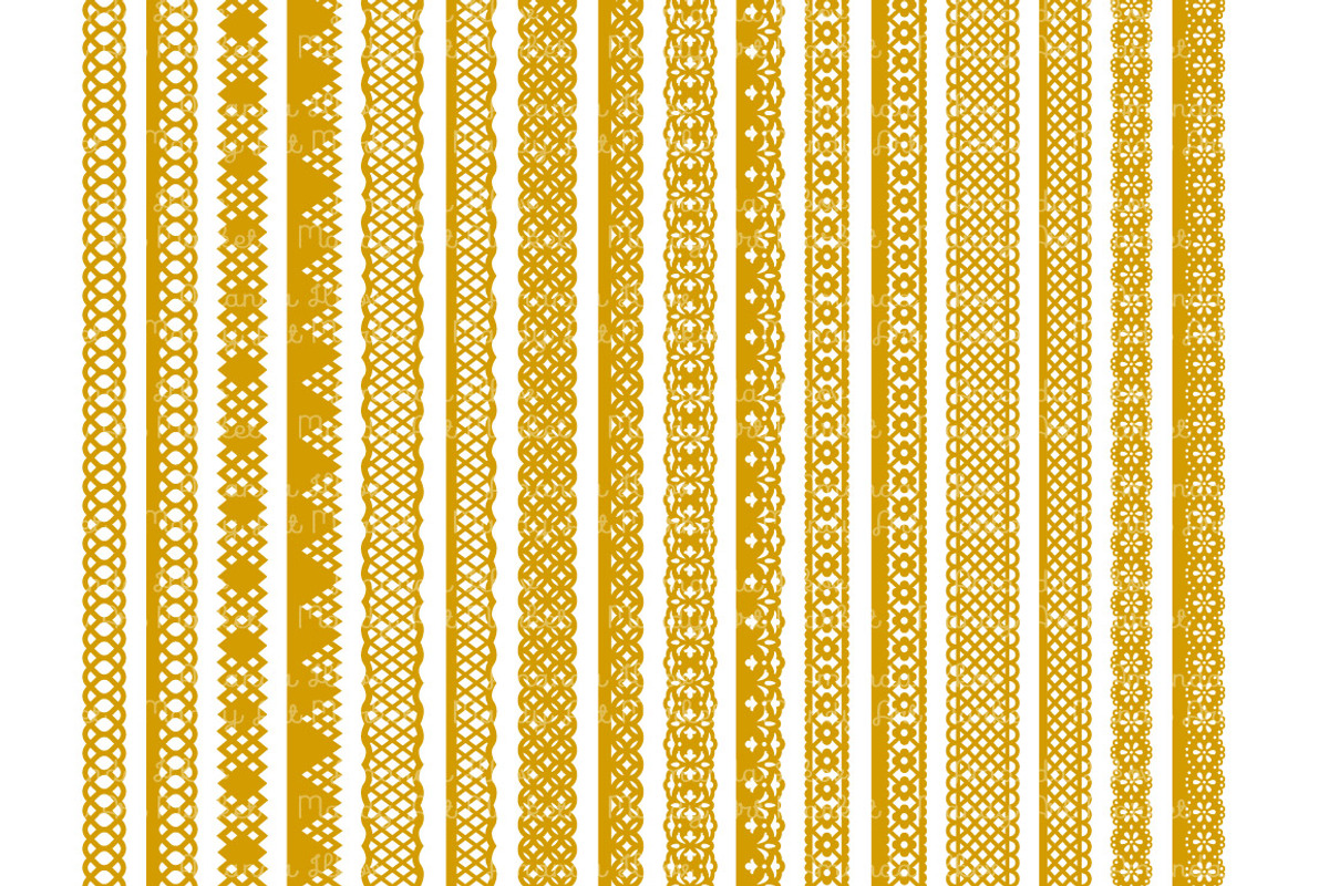 Mustard Lace Vector Clipart Borders, an Illustration by Amanda Ilkov (Photo 5 of 5)