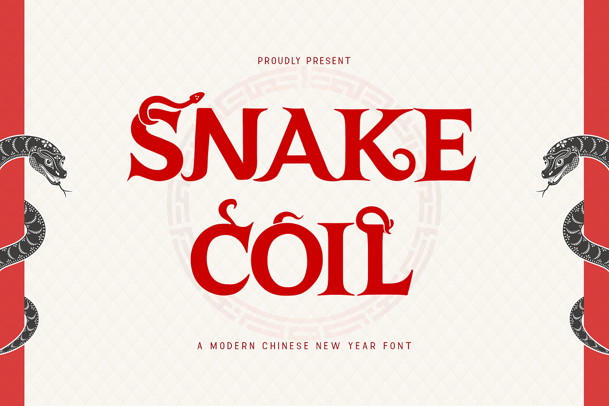 Snake Coil - Modern Chinese New Year, a Serif Font by overlaytemplates (Photo 1 of 5)