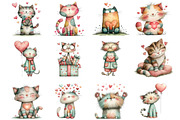 Valentine Day Cat Clipart, an Illustration by DreamArtGraphic (Thumbnail 4 of 4)