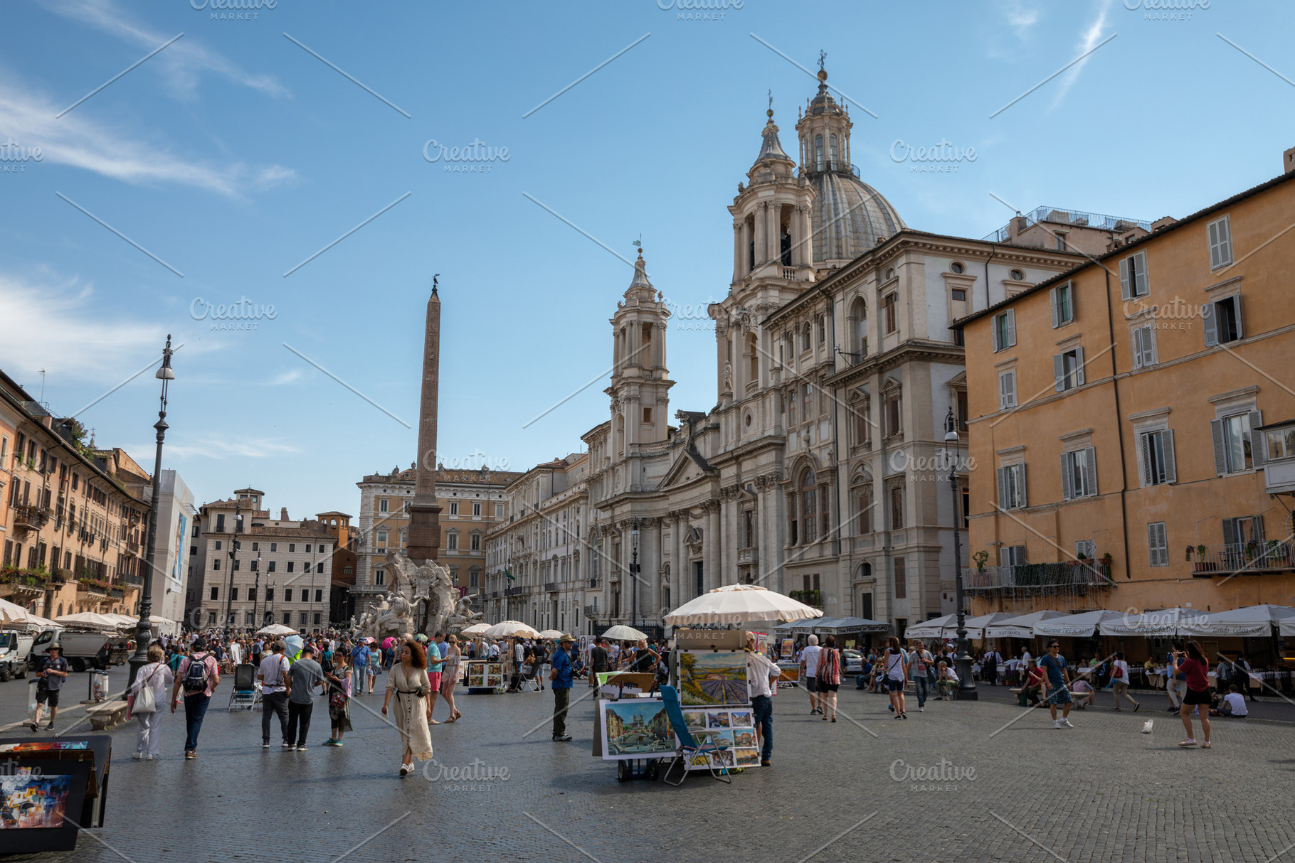Piazza navona in rome featuring architecture, blue, and building, an ...