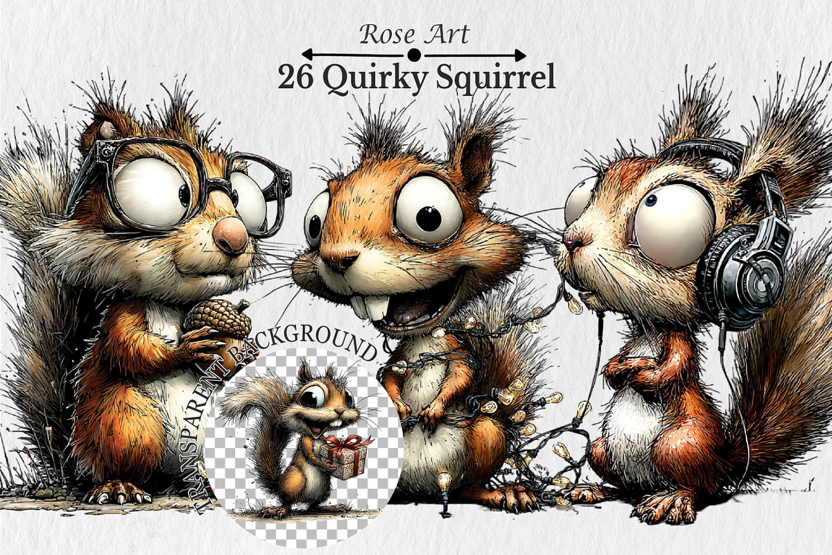 Funny Quirky Squirrel Clipart, an Animal Illustration by Rose Art (Photo 1 of 6)