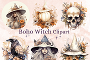 Watercolor Boho Witch Clipart, a Person Illustration by GiraffeCreative (Thumbnail 1 of 9)