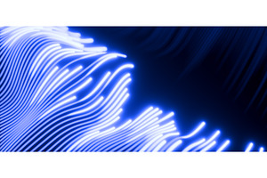 Neon blue light lines on dark 3d, a Background Graphic by Marozhkastudio
