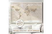 Vector World Map - Large&Detailed, a Decorative Illustration by PorcuPen Works (Thumbnail 8 of 9)