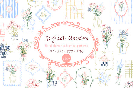 English Garden Clipart Set, a Decorative Illustration by ArtPavo