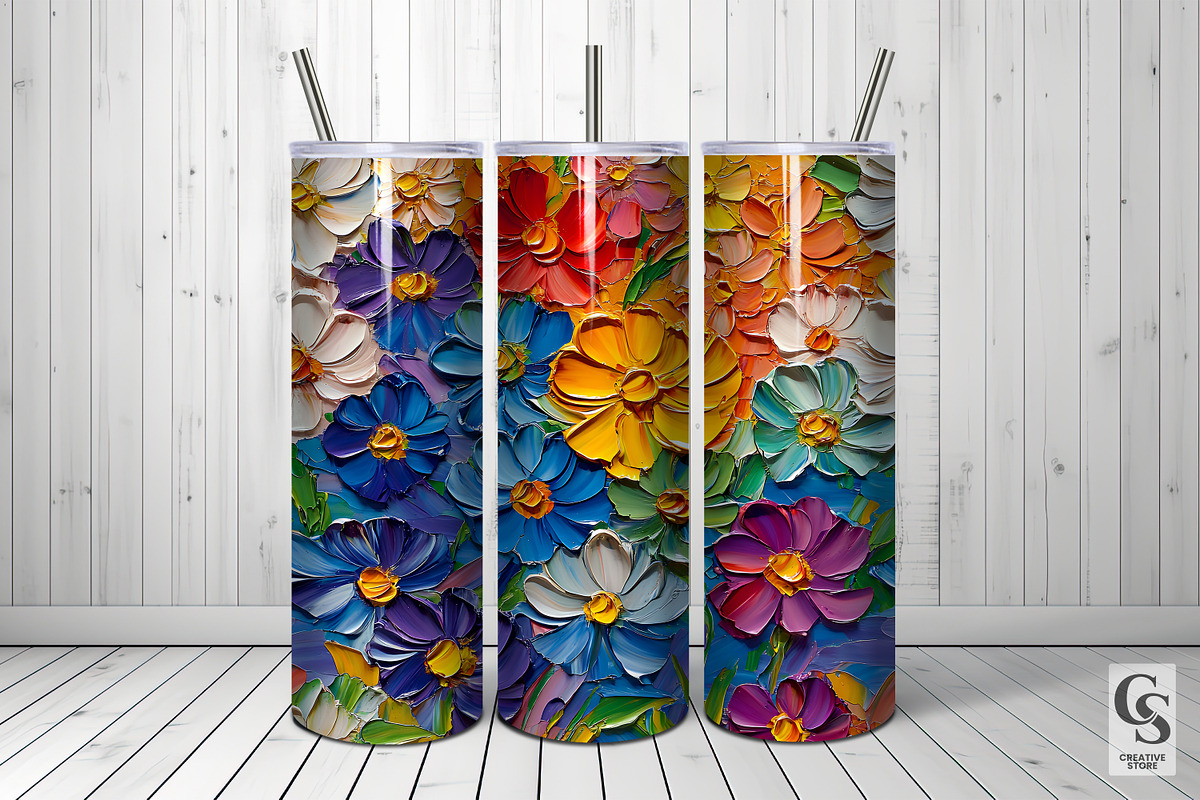 Colorful Impasto Paint Flower Papers, a Pattern Graphic by Creative Store (Photo 3 of 5)