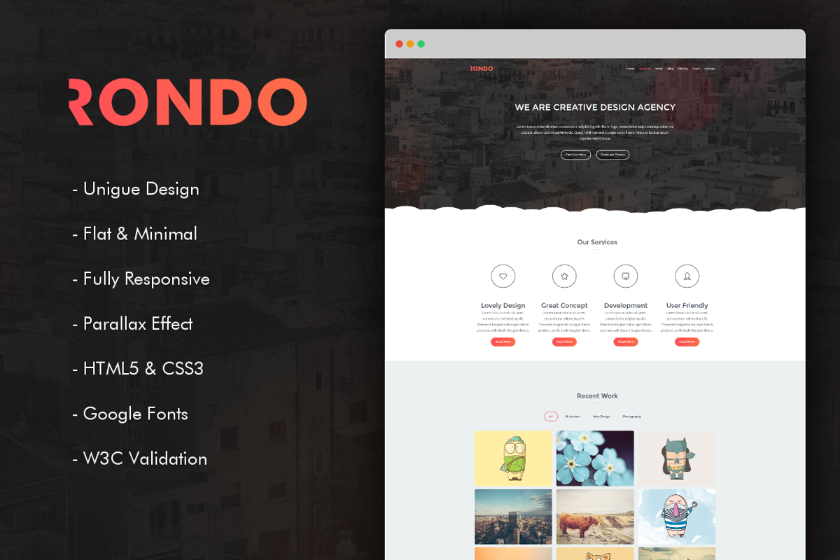 Rondo - Responsive One Page Template, a HTML Template by David Ristevski (Photo 1 of 2)