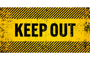 Warning sign with yellow and black