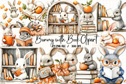Bunny with Book Clipart PNG Bundle, an Illustration by Libby Wishes (Thumbnail 1 of 5)
