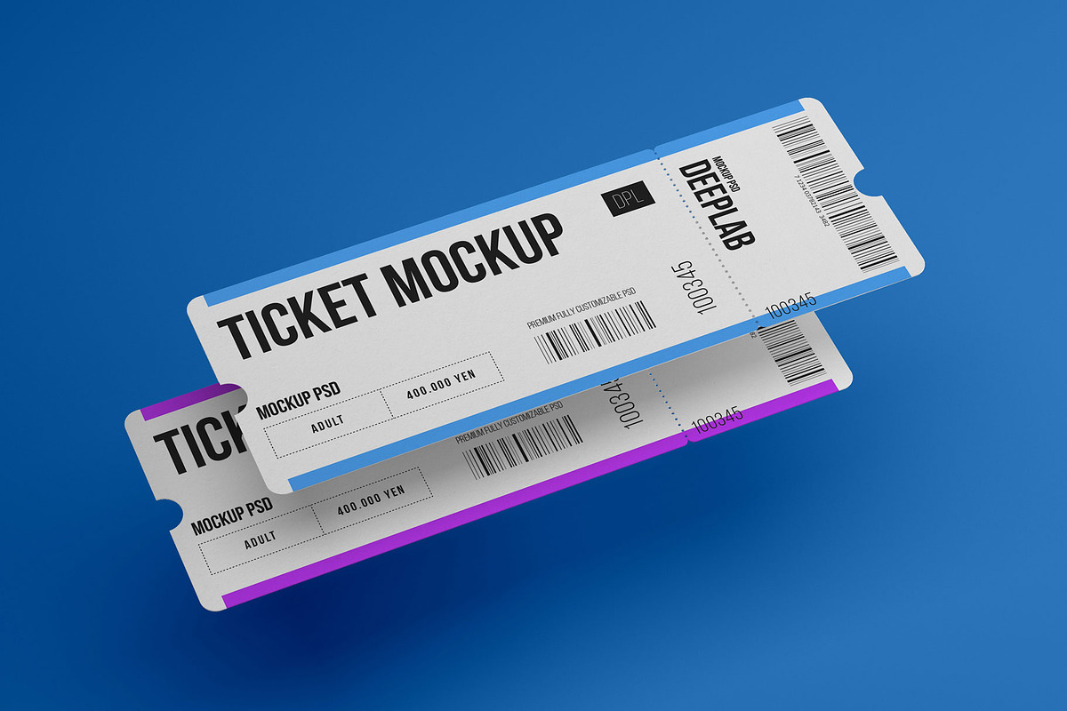 Tickets Mockup Set - 17 styles, a Print Template by Deeplab (Photo 14 of 20)