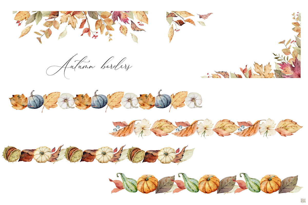 Autumn Time 2. Watercolor collection, a Decorative Illustration by Elena Medvedeva (Photo 3 of 14)