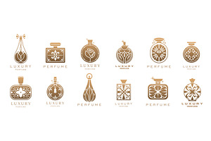 Luxury perfume fragrance icons, an Object Illustration by Vector Tradition